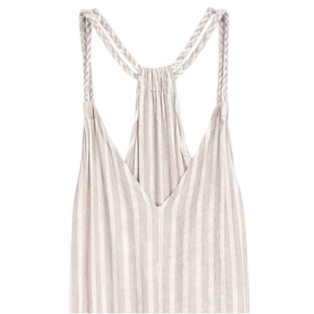 Rachel Ashwell Linen Blend Braided Strap Stripe Midi Dress Side Slit Women S - Picture 4 of 10